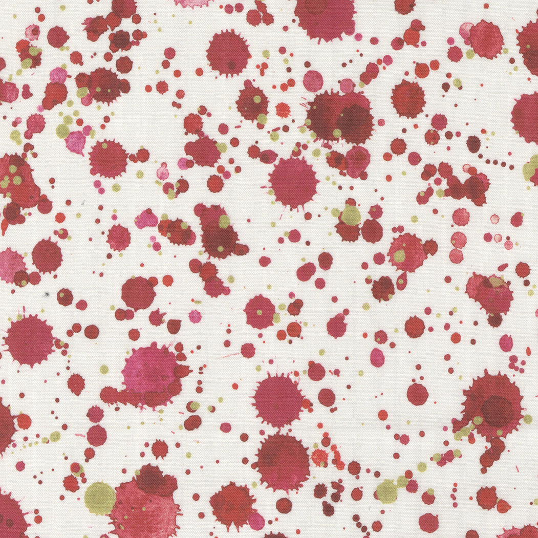 Red Raindrop Splodges on Cream 39756-12