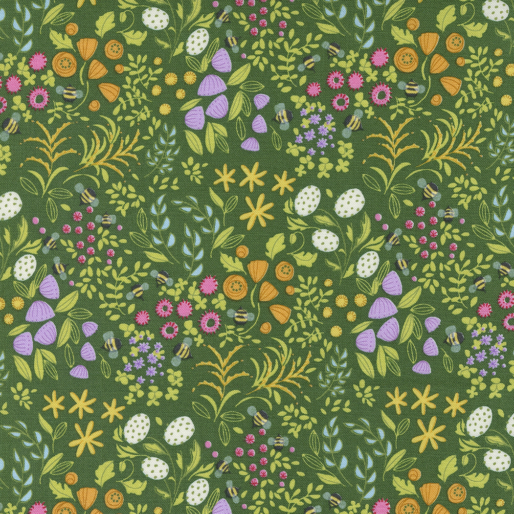 Floral Scatter on Dark Green 48735-16