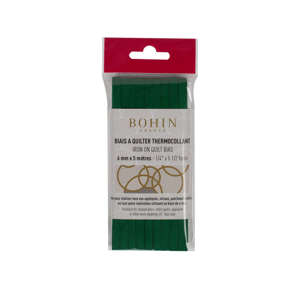 Bohin Christmas Green Fusible 1/4" Bias Tape