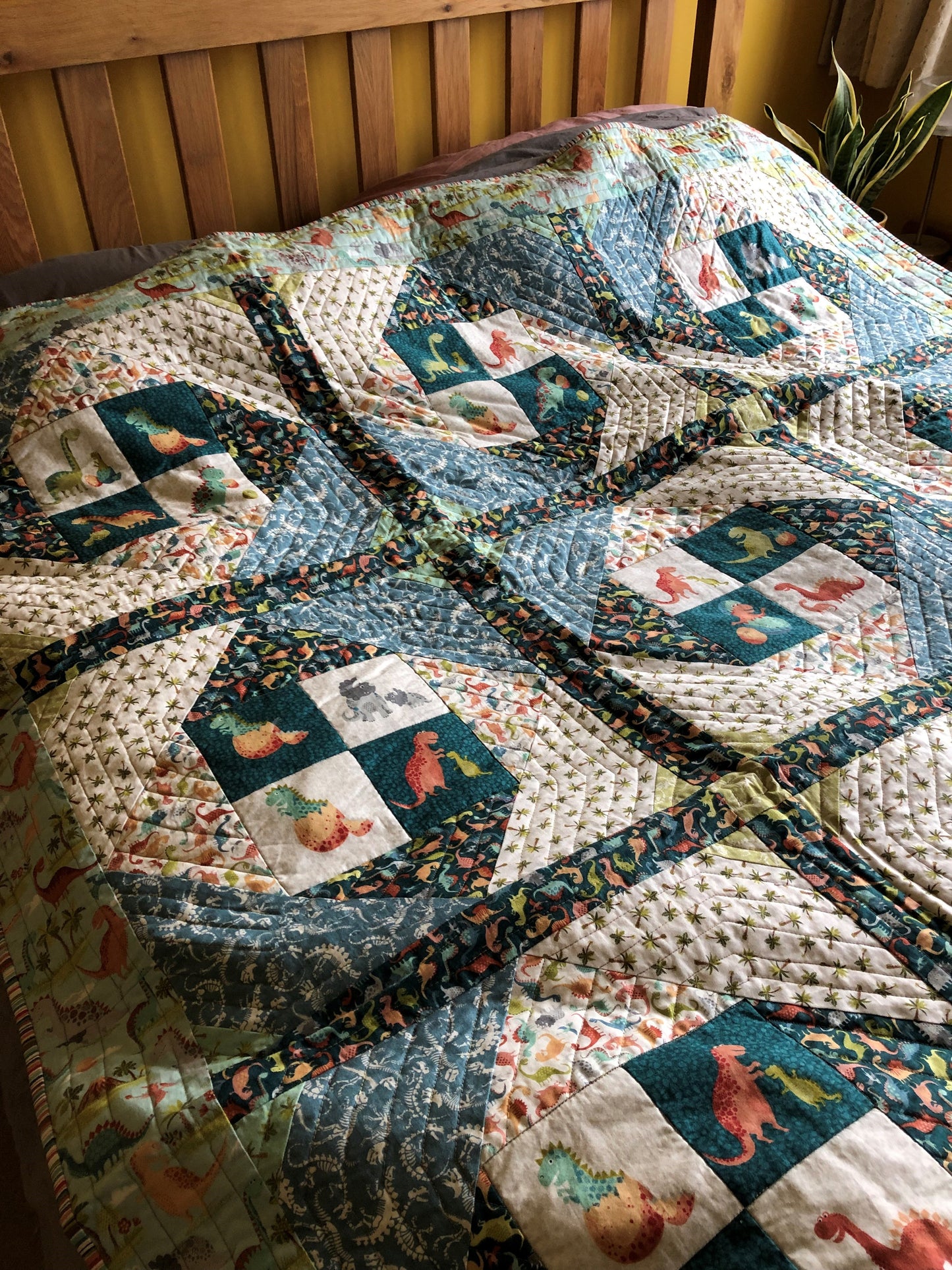 Dino Trail Patchwork Quilt