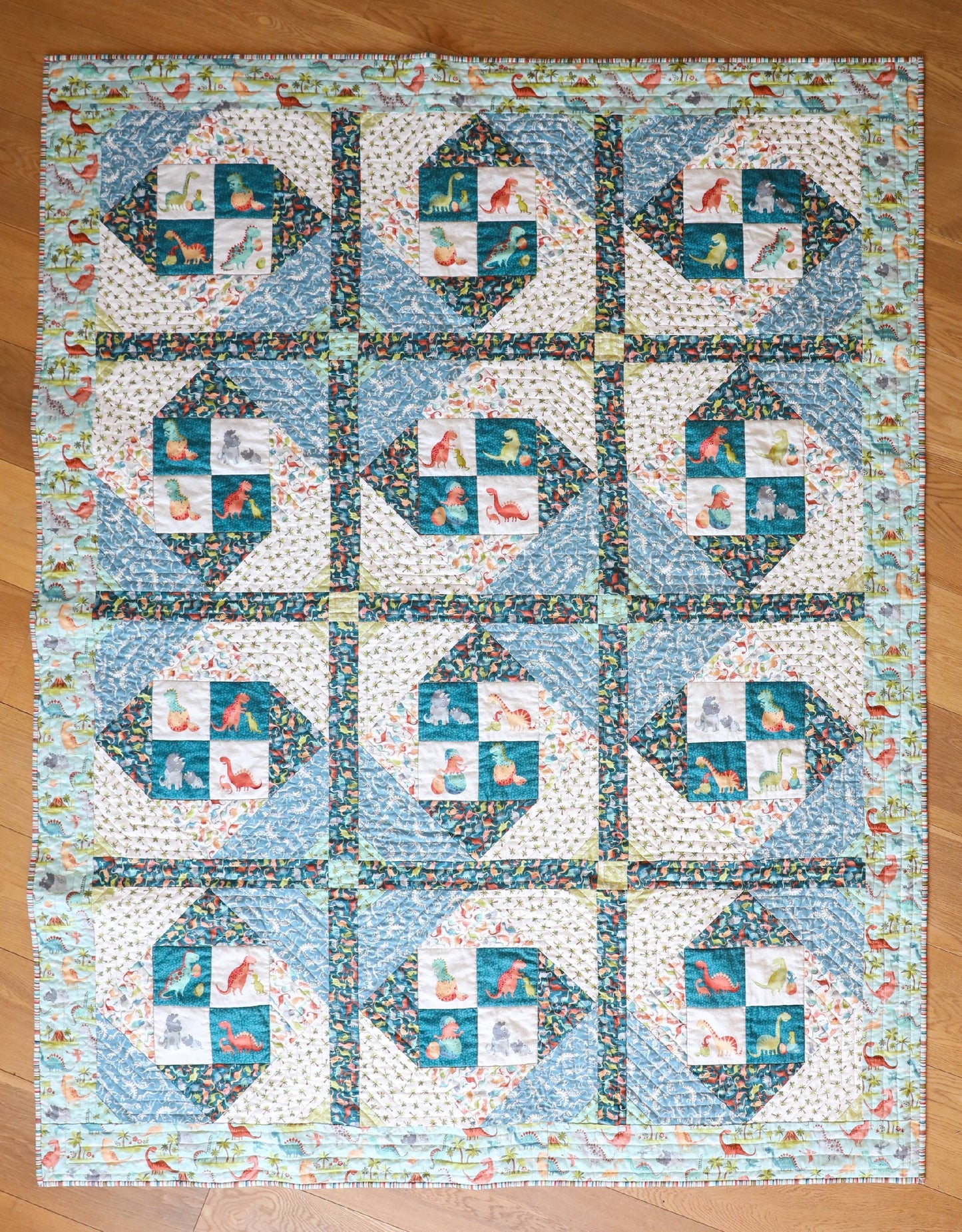 Dino Trail Patchwork Quilt