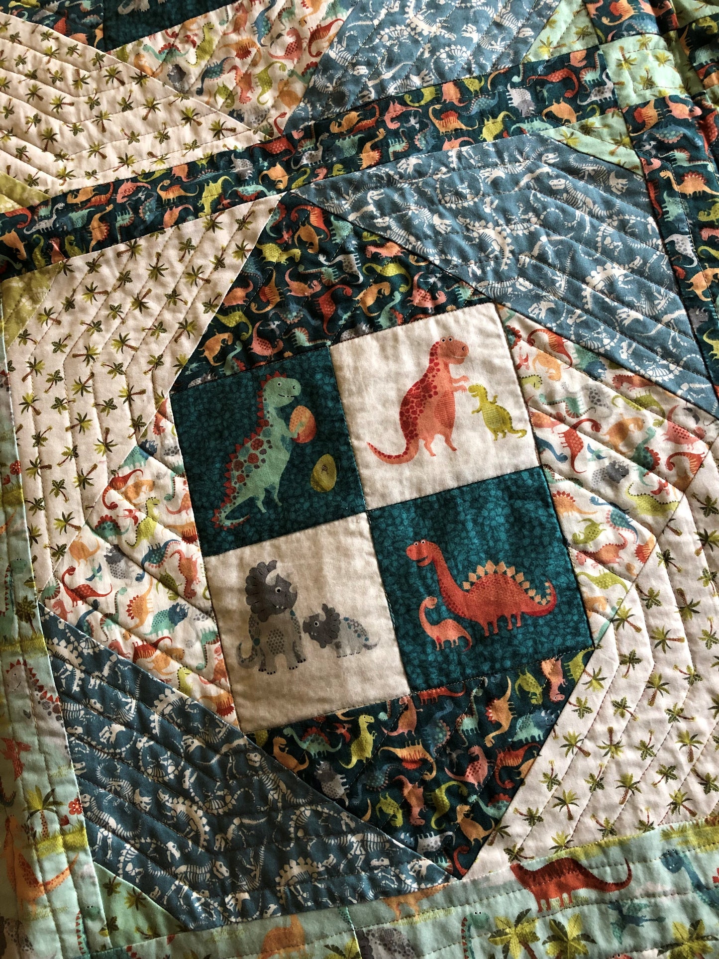 Dino Trail Patchwork Quilt