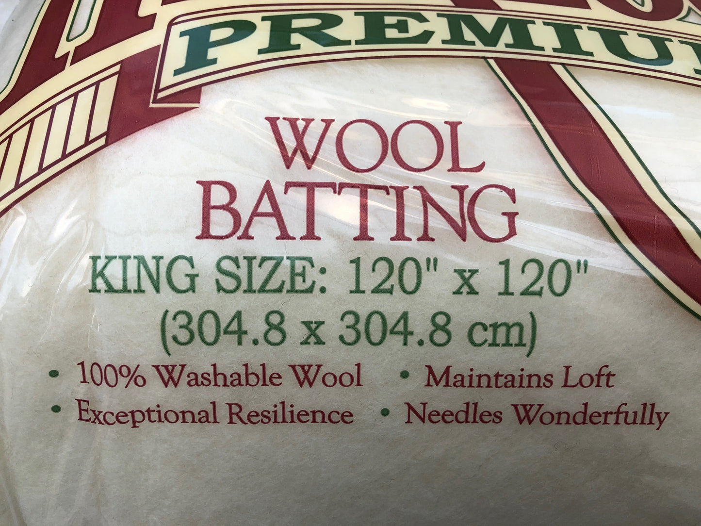 Hobbs Heirloom King Size Wool Wadding/Batting